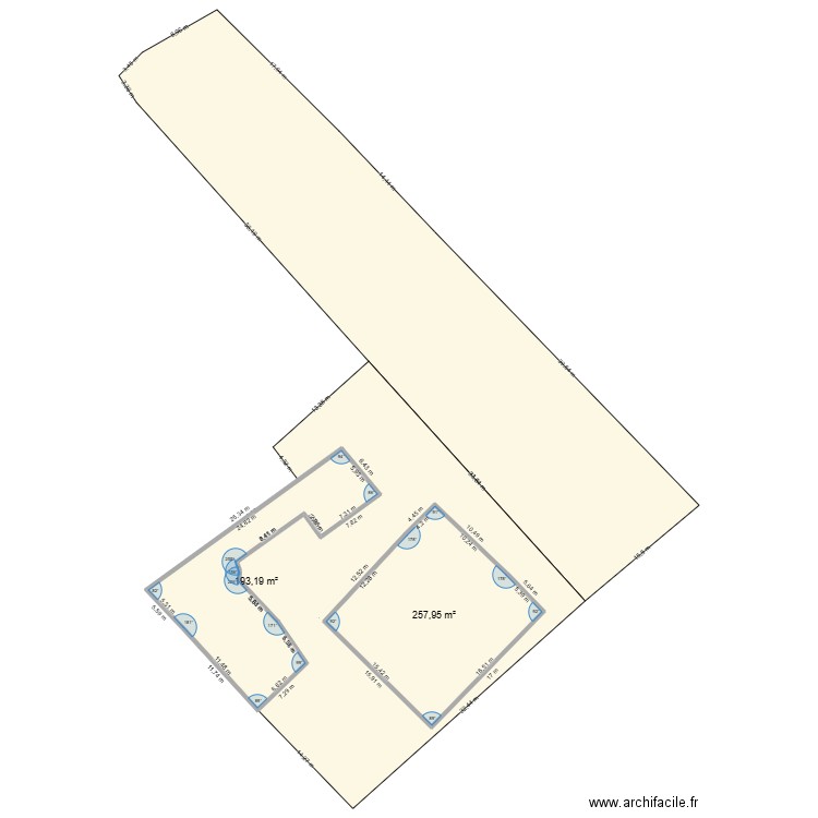 terrain Maison batiment DUPUY Parcelle 1315 +1316. Plan de 2 pièces et 451 m2