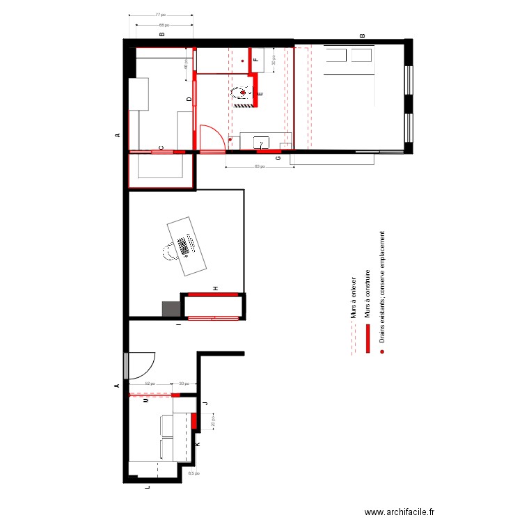 Gagnon PM Menuiserie. Plan de 2 pièces et 3 m2