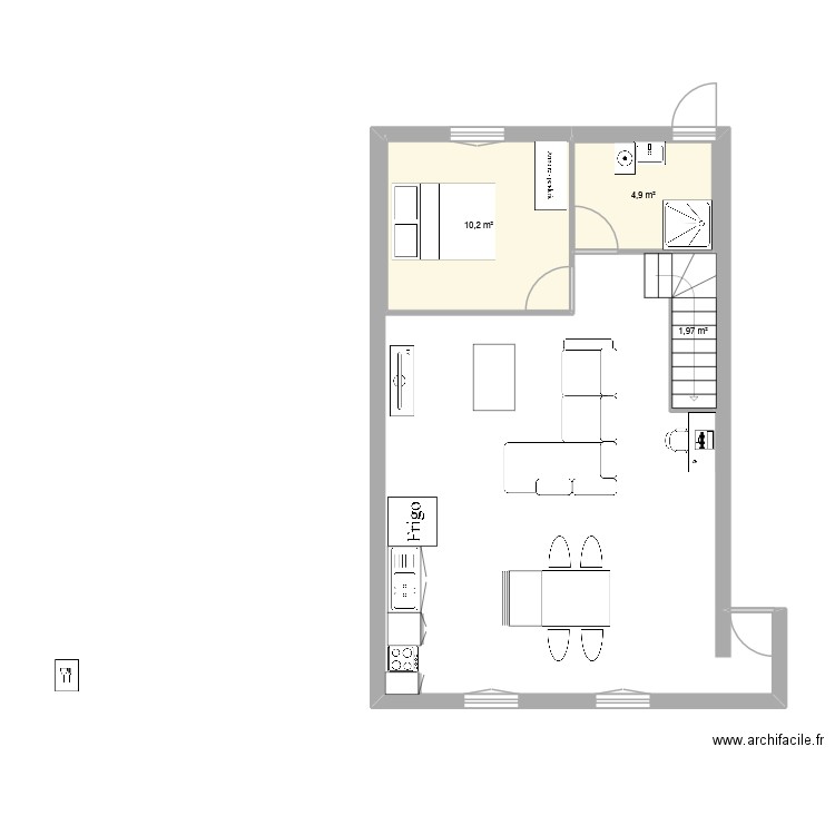 Plan appartement Maurice. Plan de 3 pièces et 17 m2