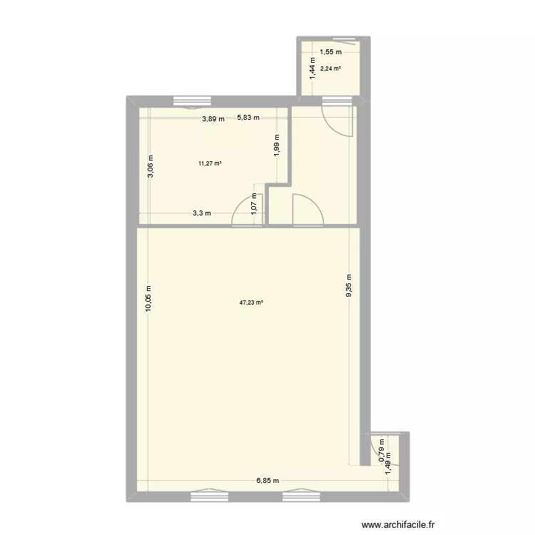 Plan appartement Maurice. Plan de 3 pièces et 73 m²
