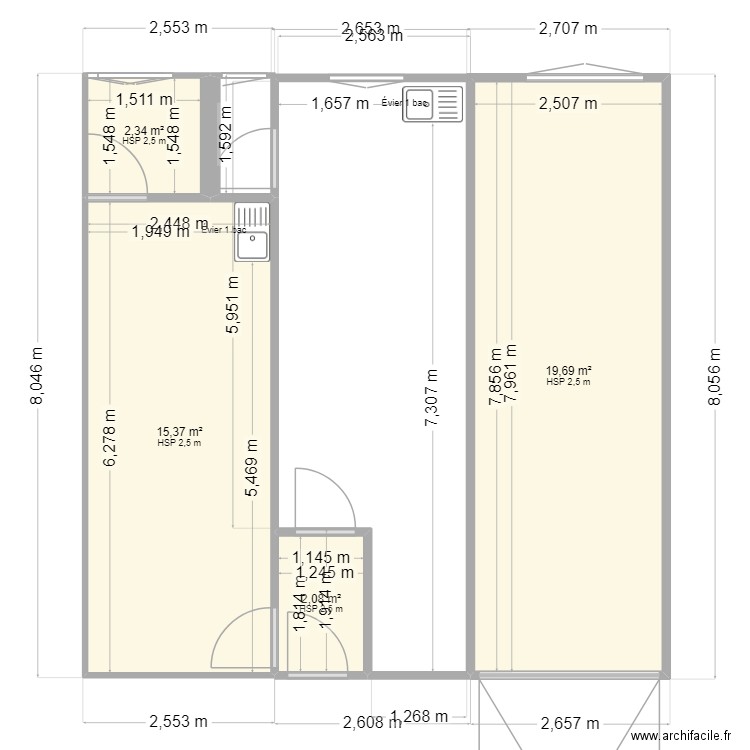 NANTEUILS 2 STUDIOS ET GARAGE. Plan de 4 pièces et 39 m2