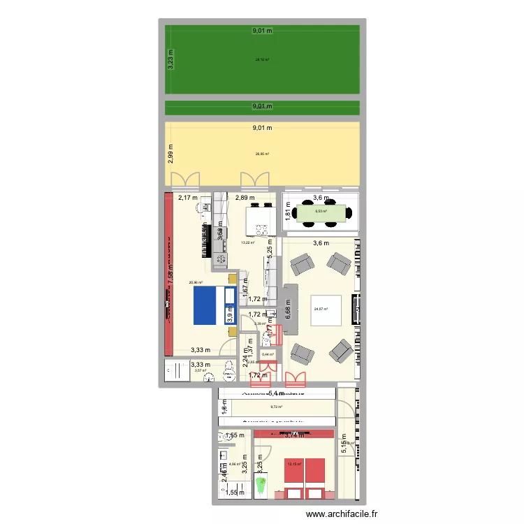 131 POMPE. Plan de 15  et 169 m²