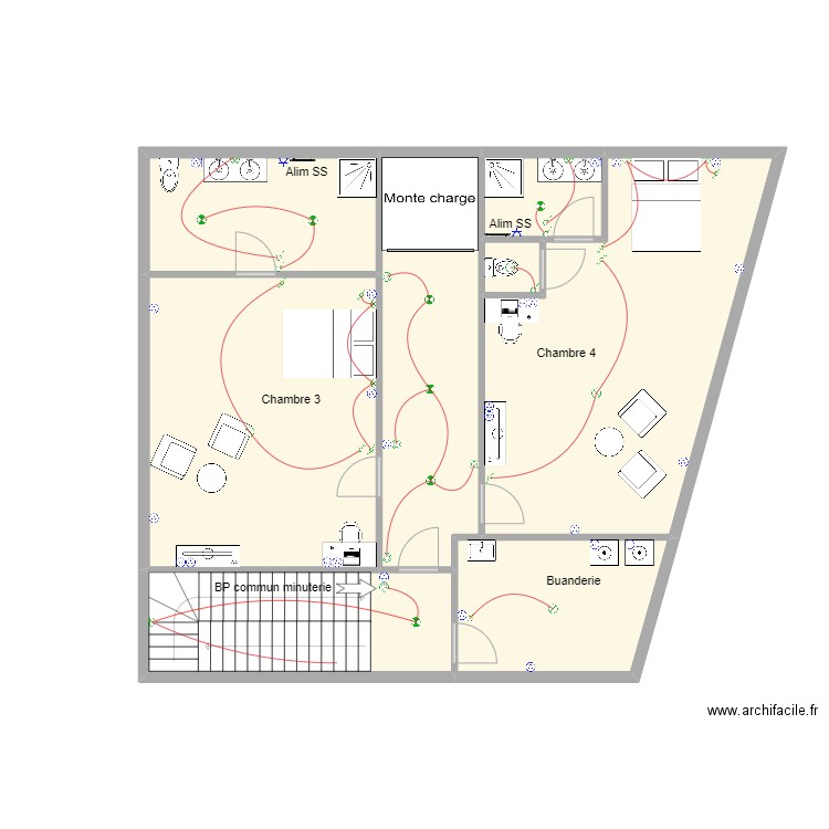 Plan R+2. Plan de 8 pièces et 111 m2