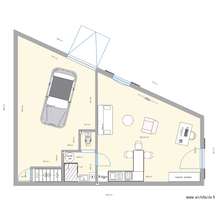 MAISON CAZOUL plan vierge. Plan de 5 pièces et 74 m2