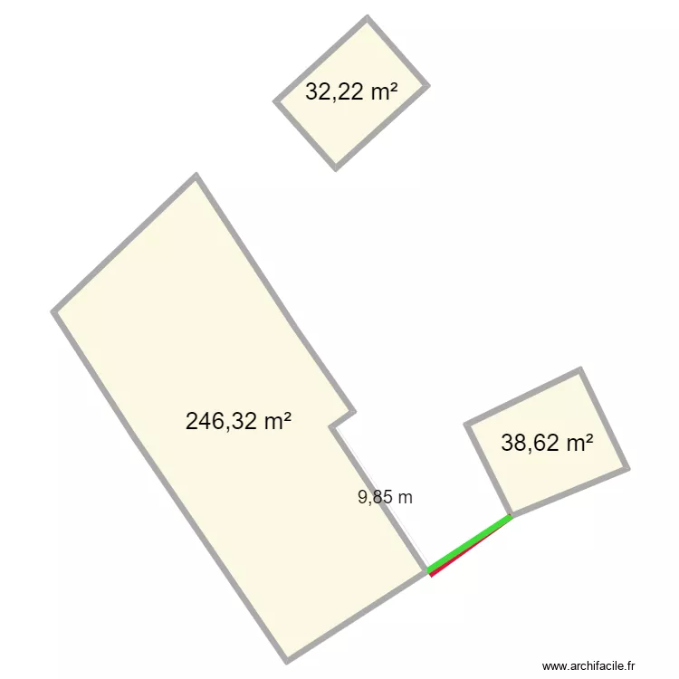 cadastre villeneuve(cote mur ) (3)20260223. Plan de 3  et 317 m²