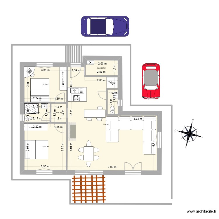 Maison Hela 01. Plan de 6 pièces et 87 m2