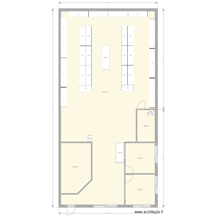 agence. Plan de 5 pièces et 185 m2
