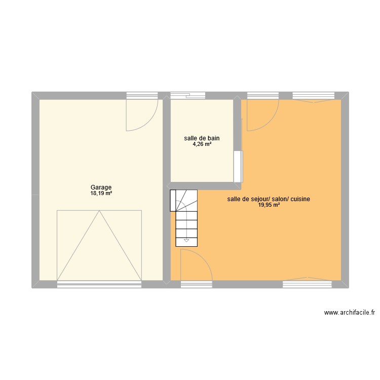 maison avesnes le comte. Plan de 3 pièces et 42 m2