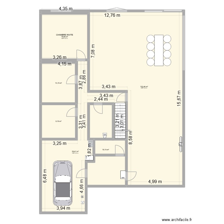 1880. Plan de 6 pièces et 197 m2