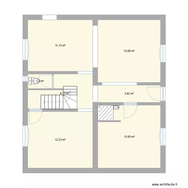 Maison niveau 1. Plan de 7  et 60 m²