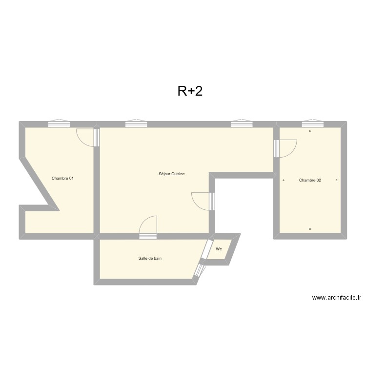 350602267. Plan de 5 pièces et 66 m2