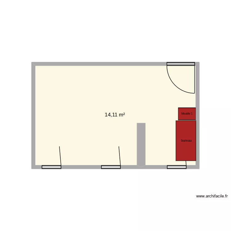 Chambre. Plan de 1  et 14 m²