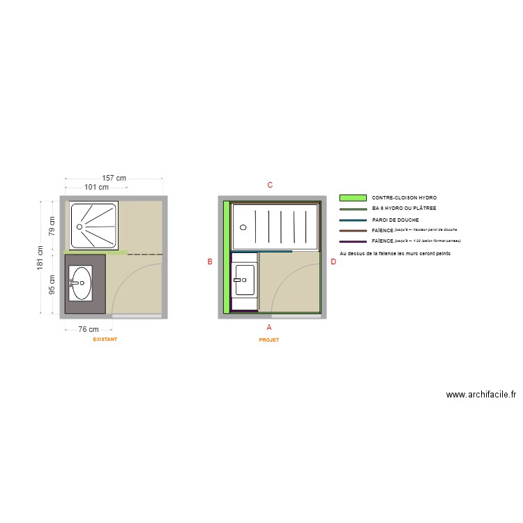 EMERY. Plan de 2 pièces et 6 m2