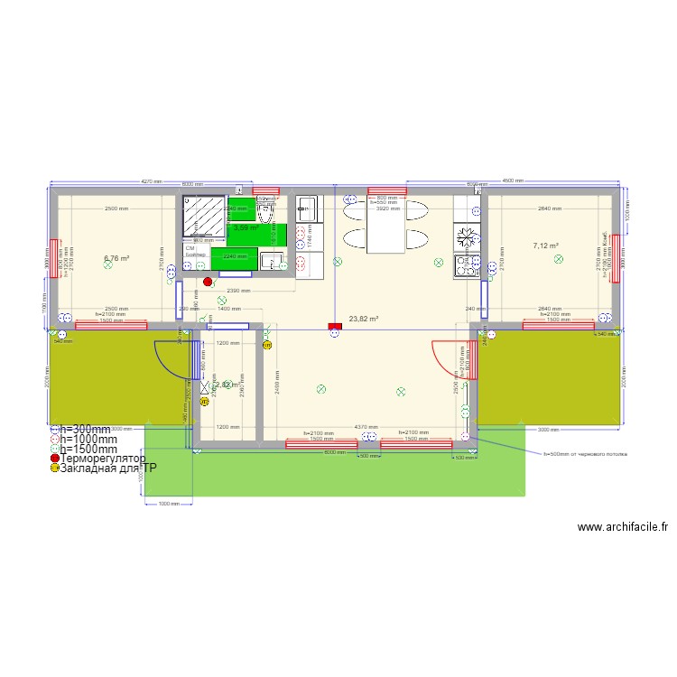 Лиля Переславль 222 эл ТП. Plan de 8 pièces et 62 m2