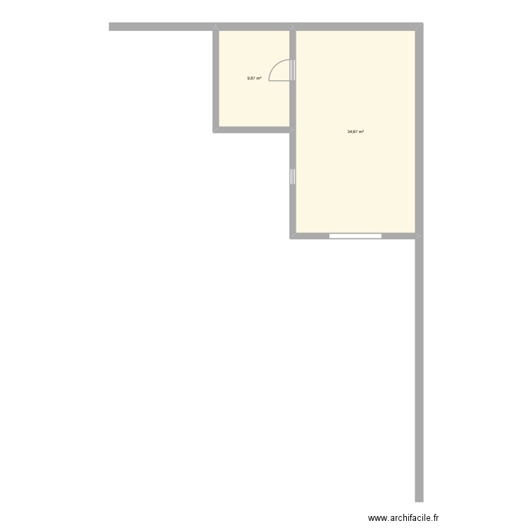 GARAGE. Plan de 2 pièces et 45 m2