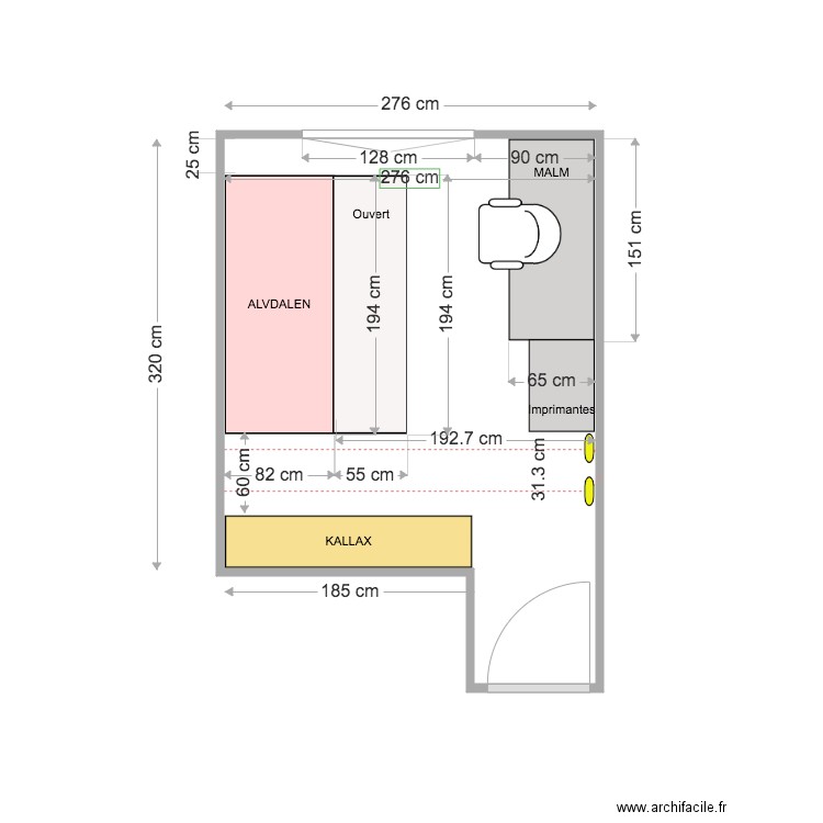 Bureau NEW v3. Plan de 1 pièce et 10 m2