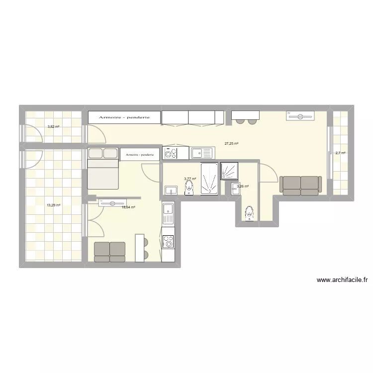 HENRIOT 2. Plan de 7  et 73 m²