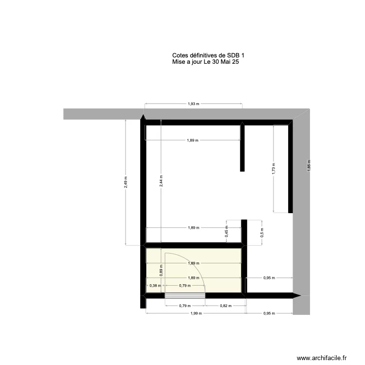 Cotes salle de bain r&eacute;elles. Plan de 