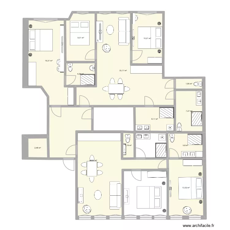 Bizot 3&egrave;me. Plan de 13 pièces et 154 m²