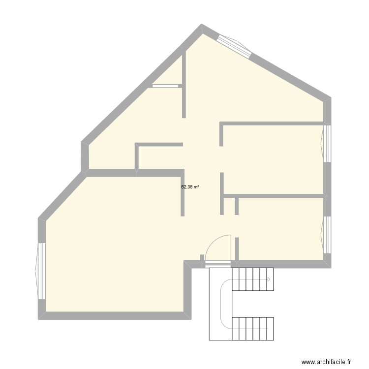 Barrault. Plan de 1 pièce et 62 m2