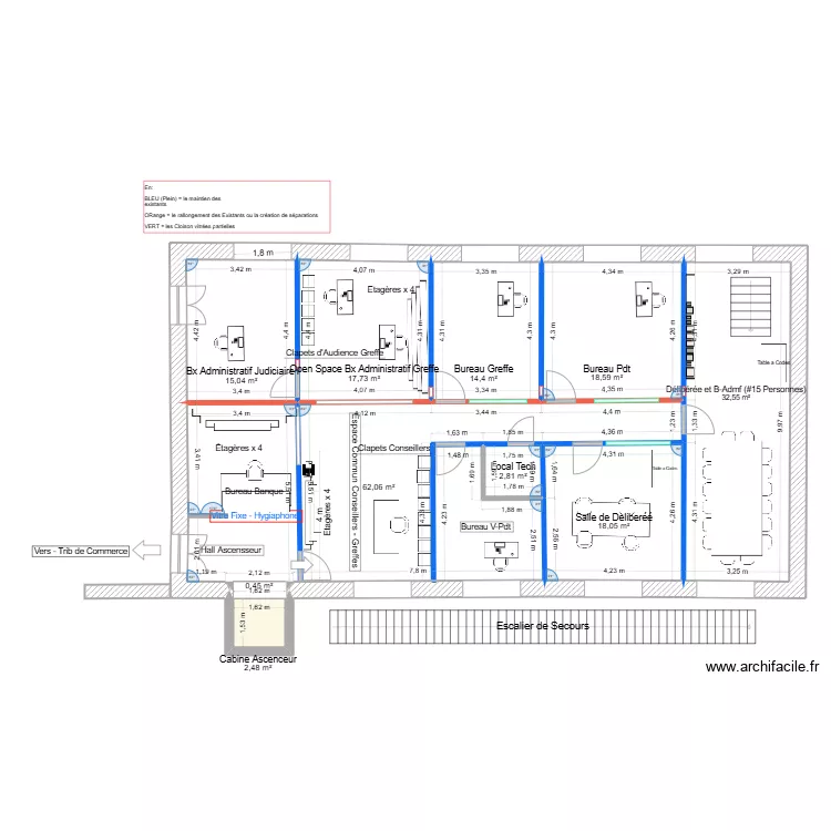 Nve CPH - Reduction des BX + Amenagt des Espaces + Mob - Bleu Orange et verte. Plan de 