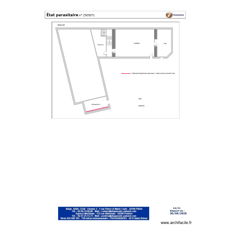 Roche - Sous-sol - Tr&eacute;guier. Plan de 0 pièce et 0 m2