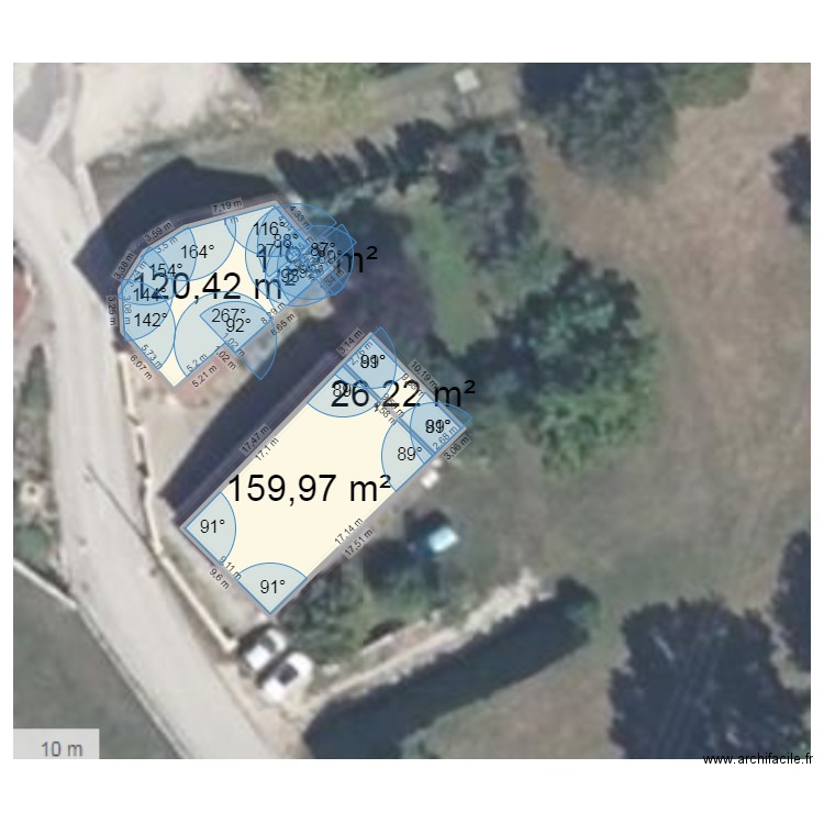 fond avec cadastre. Plan de 4 pièces et 309 m2