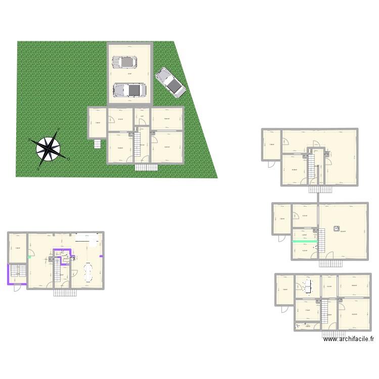 Plan de base RDC. Plan de 40 pièces et 373 m2