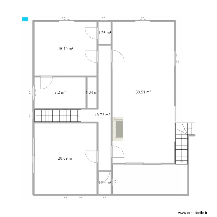 route azur R+1. Plan de 8 pièces et 97 m2
