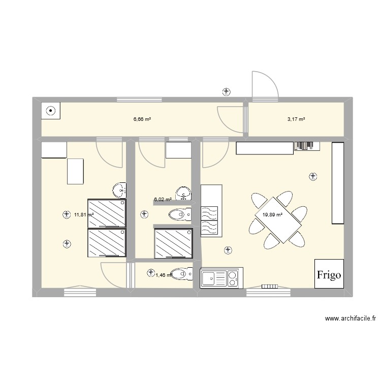 RST. Plan de 6 pièces et 49 m2