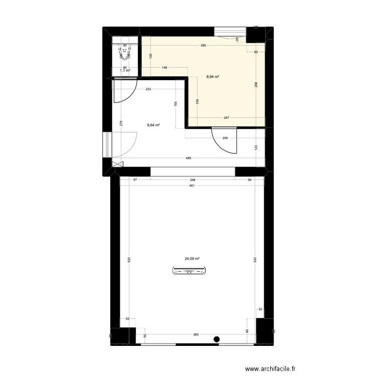 BAAN ISSAN OPTION 1. Plan de 4 pièces et 44 m2