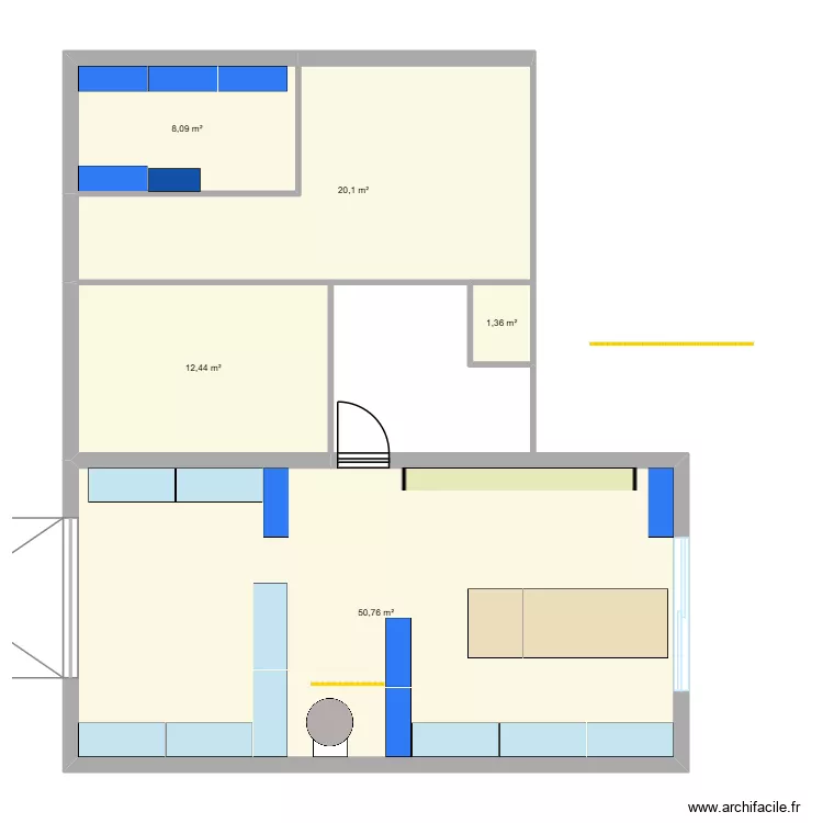 projet atelier. Plan de 5  et 93 m²