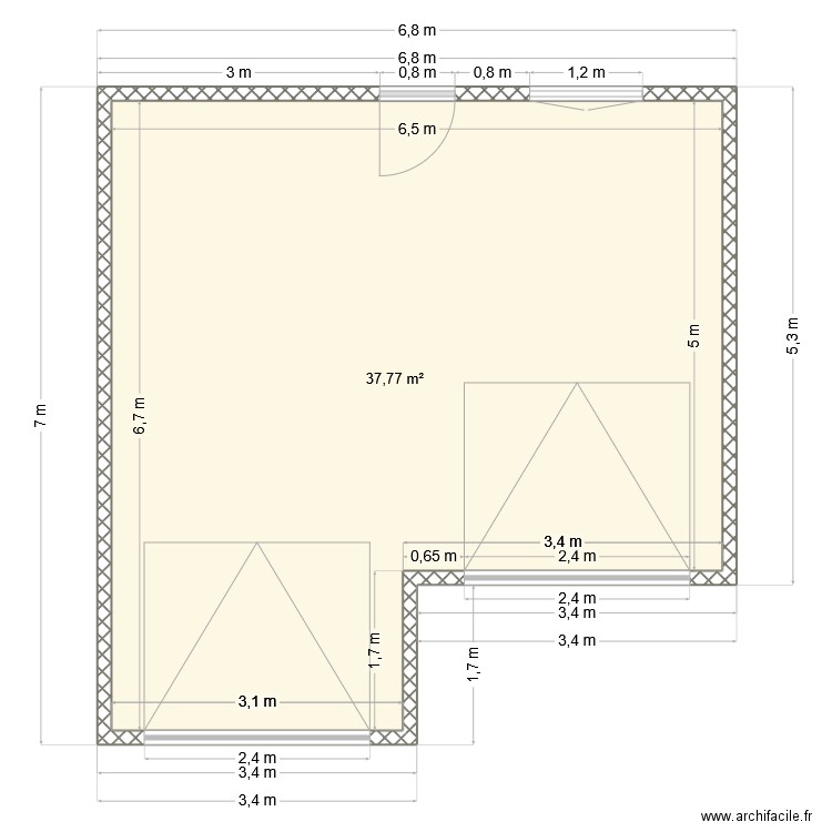 garage maison. Plan de 1 pièce et 38 m2