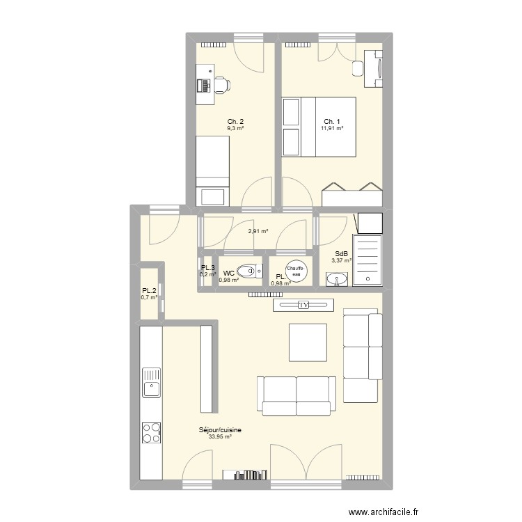résidence Jules Verne II (pub). Plan de 9 pièces et 64 m2
