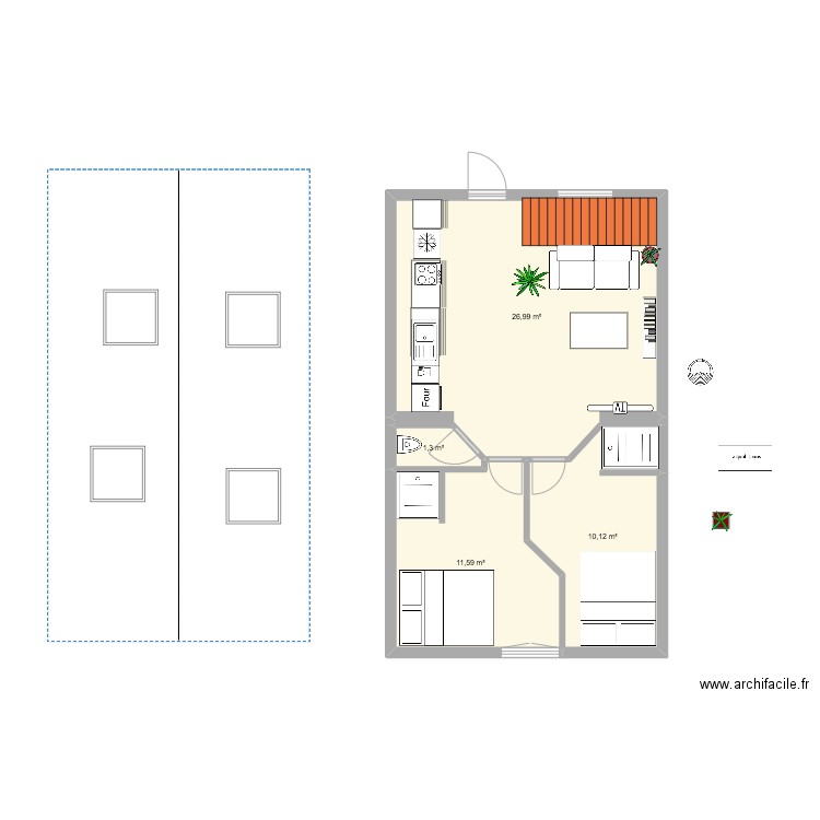 Wittersdorf 1.3. Plan de 4 pièces et 50 m2