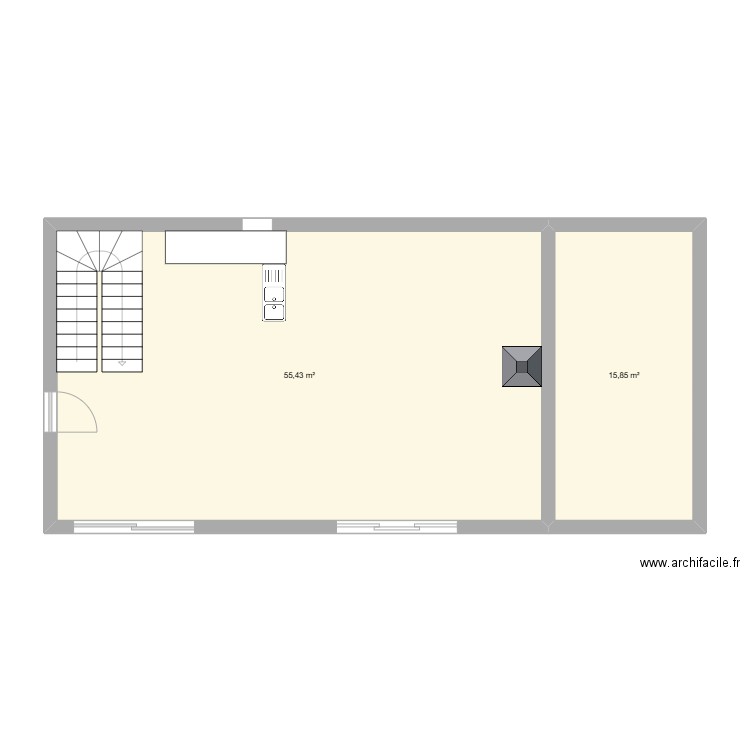 Maison Nadine. Plan de 2 pièces et 71 m2