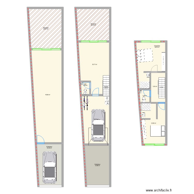 GB rez de chausée. Plan de 14 pièces et 192 m2