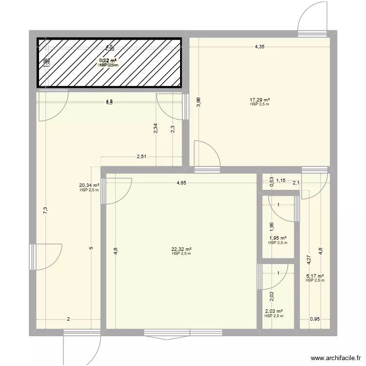 bureau rdc. Plan de 8  et 83 m²