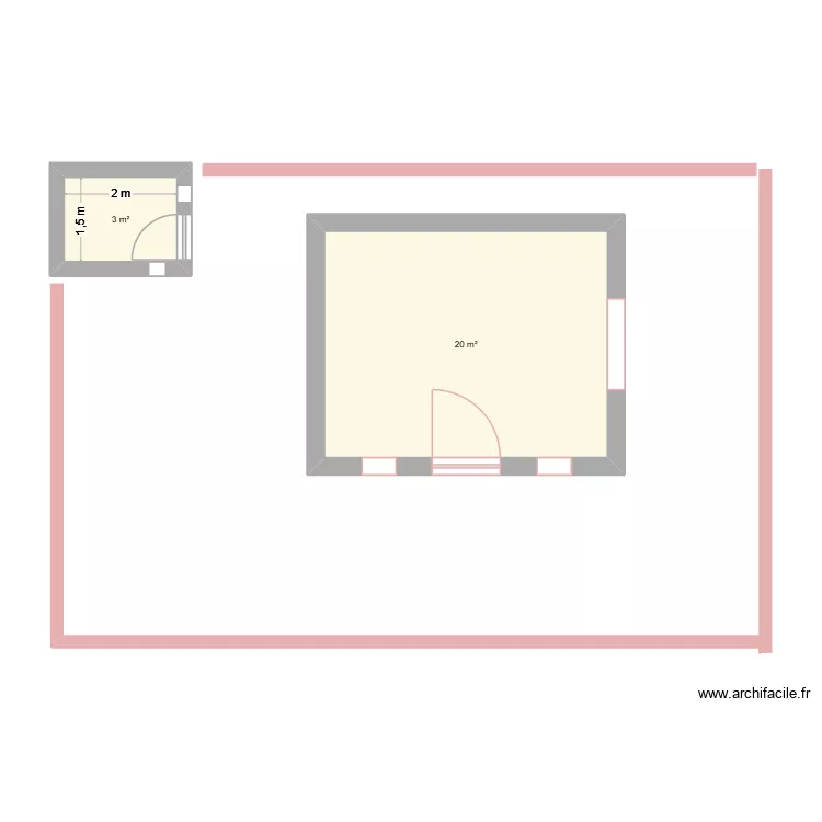 FERME. Plan de 2  et 23 m²