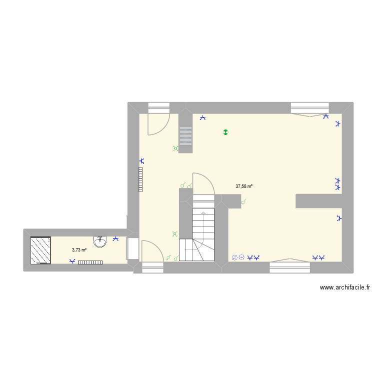 rez. Plan de 2 pièces et 41 m2