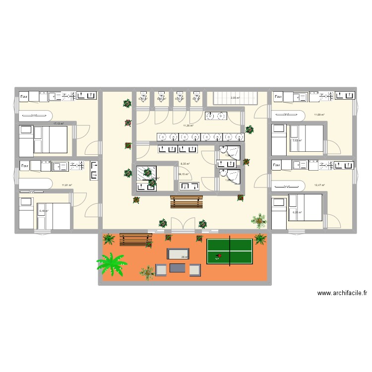 MALO en T. Plan de 13 pièces et 328 m2