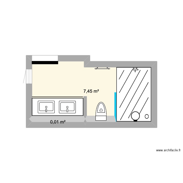 BATHROOM - CERES. Plan de 2 pièces et 7 m2