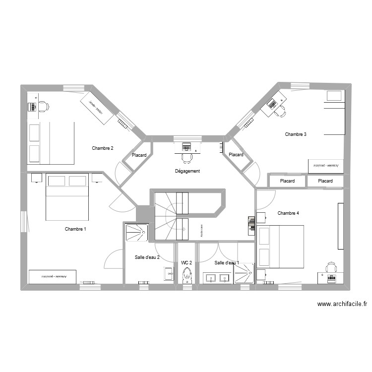 aublanc R2. Plan de 13 pièces et 92 m2