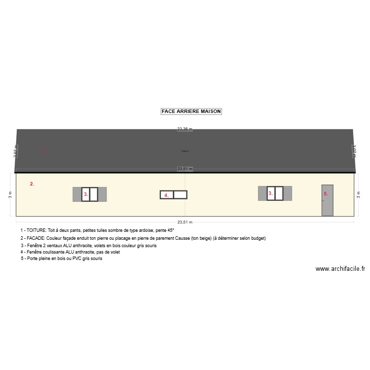 FACE ARRIERE MAISON. Plan de 0 pièce et 0 m2