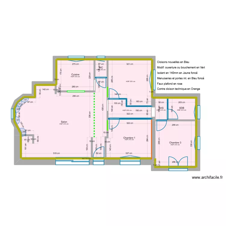 Sauvageot. Plan de 9  et 77 m²