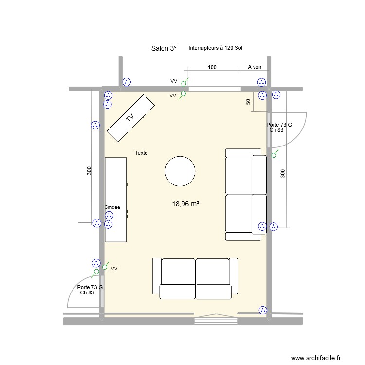 Salon - 3&deg;. Plan de 0 pièce et 0 m2