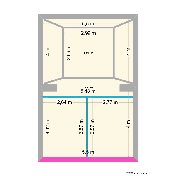 ISOLATION. Plan de 2 pièces et 54 m2
