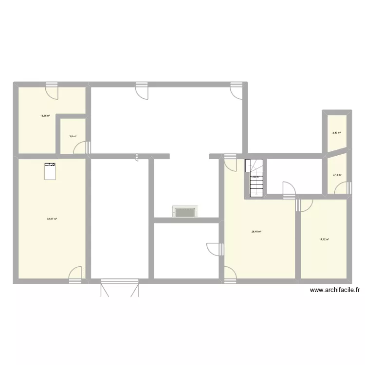 Rez de chauss&eacute;e. Plan de 8  et 99 m²
