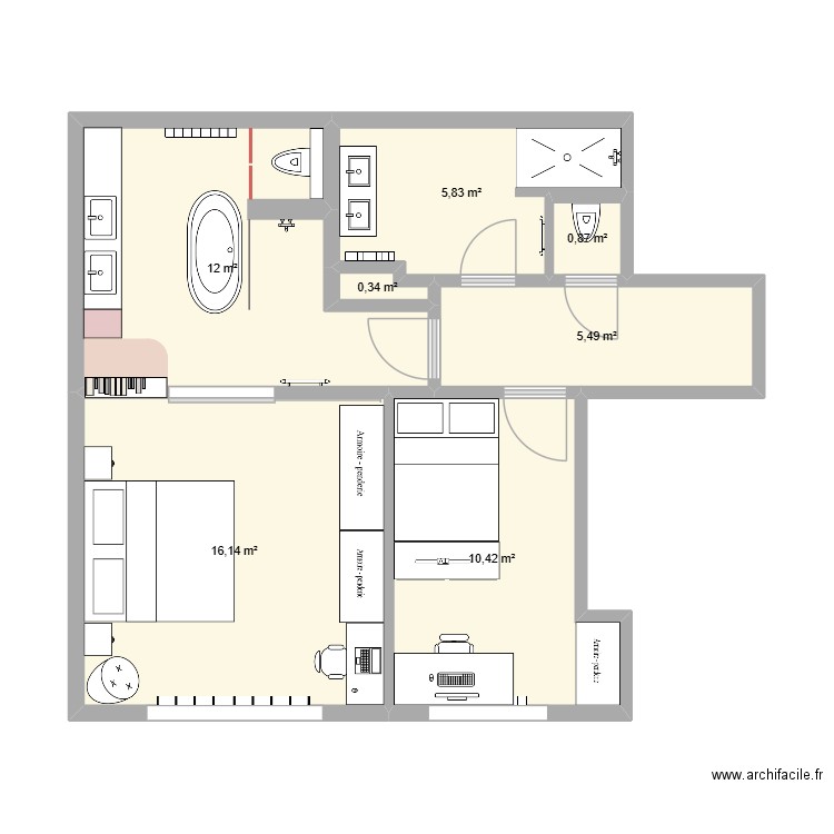 1er étage Parklaan 50 v6. Plan de 7 pièces et 51 m2