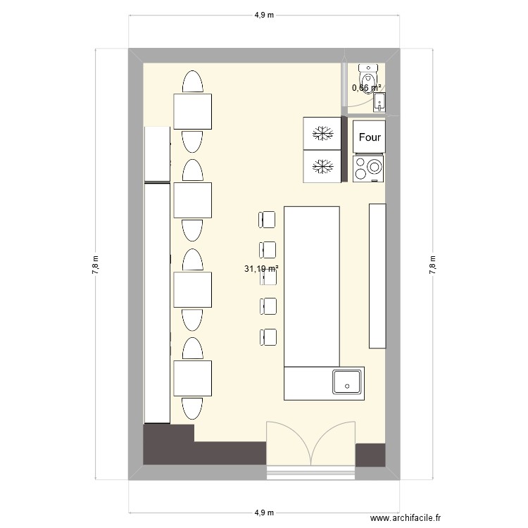 Bastide 3. Plan de 2 pièces et 32 m2